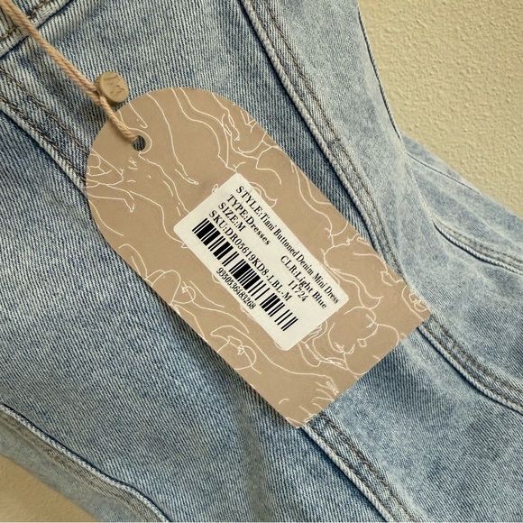 Meshki Tiani Buttoned Denim Mini Dress in Light Blue Size Medium - Picture 6 of 8